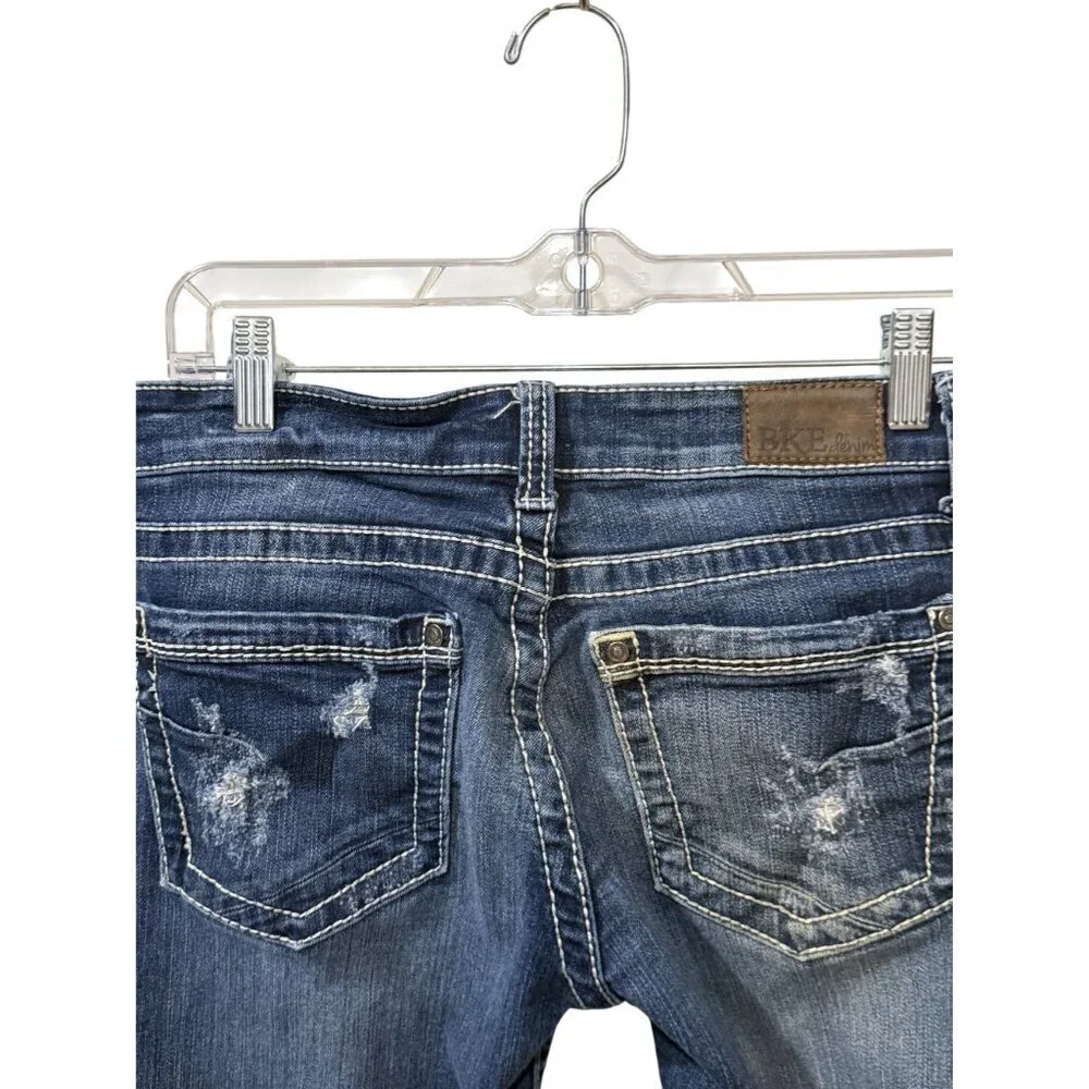 BKE Stella 28R Womens Distressed Skinny Jeans With Faded Wash & Ripped Details